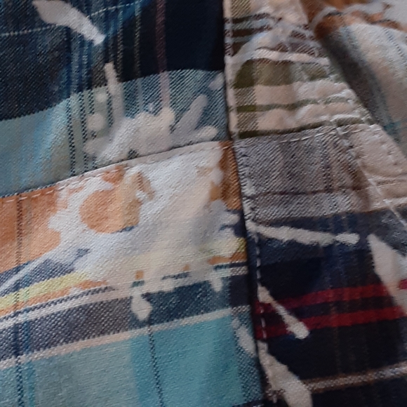 626 BLUE 100% Cotton Made in India Size 42 Paint Splatter Patchwork Shorts - Picture 8 of 11